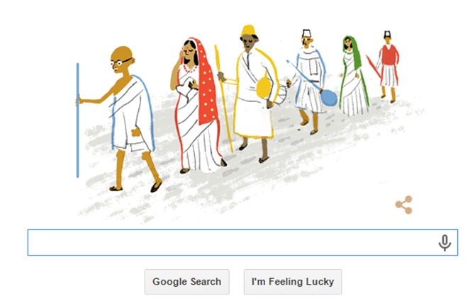 स्वातंत्र्यदिनानिमित्त गुगलकडून शुभेच्छा, गांधीजींच्या दांडीयात्रेचे खास डुडल स्वातंत्र्यदिनानिमित्त गुगलकडून शुभेच्छा, गांधीजींच्या दांडीयात्रेचे खास डुडल