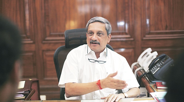 Defence Minister Manohar Parrikar at his office on Monday.Pic.By- NEERAJ PRIYADARSHI,NEW DELHI-250515 Defence Minister Manohar Parrikar at his office on Monday.Pic.By- NEERAJ PRIYADARSHI,NEW DELHI-250515