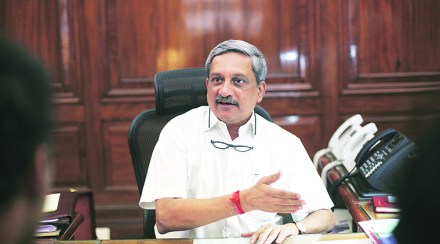 Defence Minister Manohar Parrikar at his office on Monday.Pic.By- NEERAJ PRIYADARSHI,NEW DELHI-250515 Defence Minister Manohar Parrikar at his office on Monday.Pic.By- NEERAJ PRIYADARSHI,NEW DELHI-250515