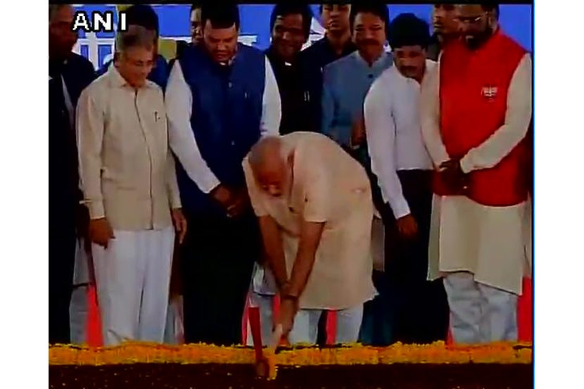 इंदू मिलमधील आंबेडकर स्मारकाचे मोदींच्या हस्ते भूमीपूजन इंदू मिलमधील आंबेडकर स्मारकाचे मोदींच्या हस्ते भूमीपूजन