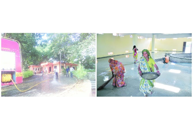 राजदौऱ्यामुळे शहरात युद्धपातळीवर स्वच्छता अभियान राजदौऱ्यामुळे शहरात युद्धपातळीवर स्वच्छता अभियान