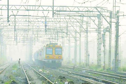 ठाणे ते कल्याण दरम्यान दररोज सकाळी रेल्वेमार्गावर धुके पसरल्याने गाडय़ांचा वेग मंदावला आहे.