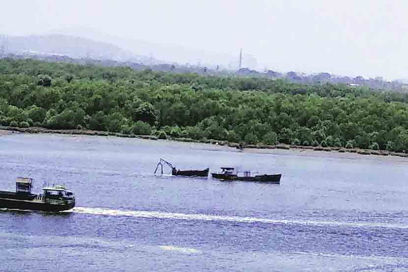 मुंब्रा खाडीला निर्माल्याचे ग्रहण