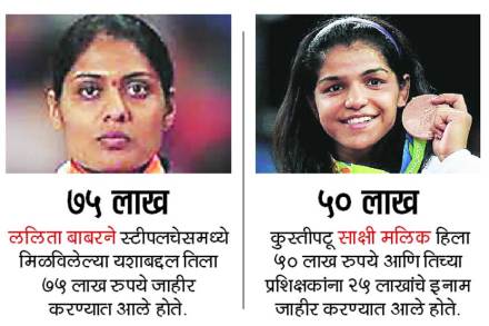 साक्षी आणि ललितासह राज्यातील ऑलिम्पिकपटूंना बक्षिसाची प्रतीक्षा साक्षी आणि ललितासह राज्यातील ऑलिम्पिकपटूंना बक्षिसाची प्रतीक्षा