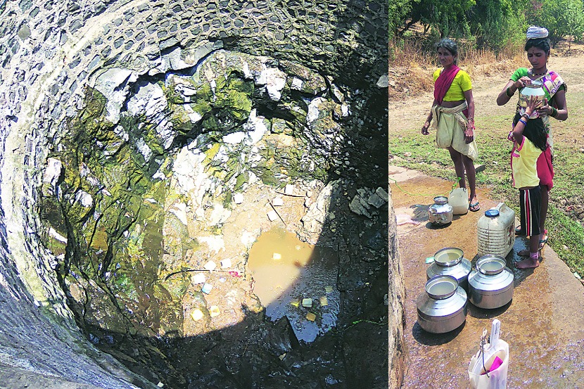 आदिवासी पाडय़ांमधील विहिरींनी तळ गाठला आहे. अनेक ठिकाणी लहान मुलांनाही पाणी वाहण्याचे काम करावे लागते आहे.