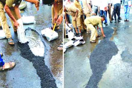 मिडास टच आणि स्मार्टफील या तंत्रज्ञानाच्या सहाय्याने दादर आणि फोर्ट भागातील काही खड्डे गुरुवारी बुजविण्यात आले. 