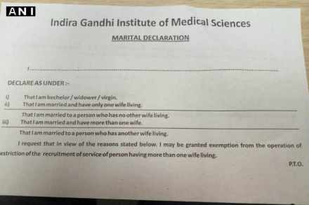 Bihar, IGIMS, Patna, employees, declare, virginity, marital status, declaration, creates controversy