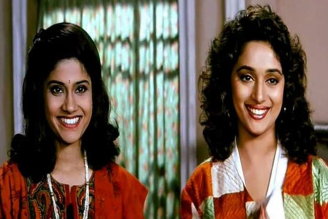 Renuka Shahane and Madhuri Dixit