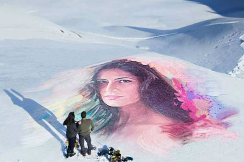 सलमानने बर्फावर काढले कतरिनाचे चित्र