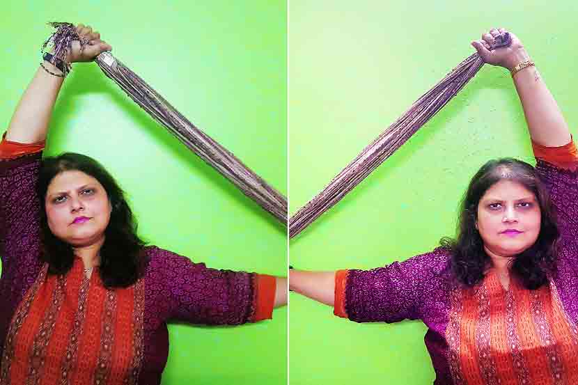 दुपट्टा वापरा किंवा तितक्याच लांबीचा इतर कोणतेही कापड घेता येईल. 