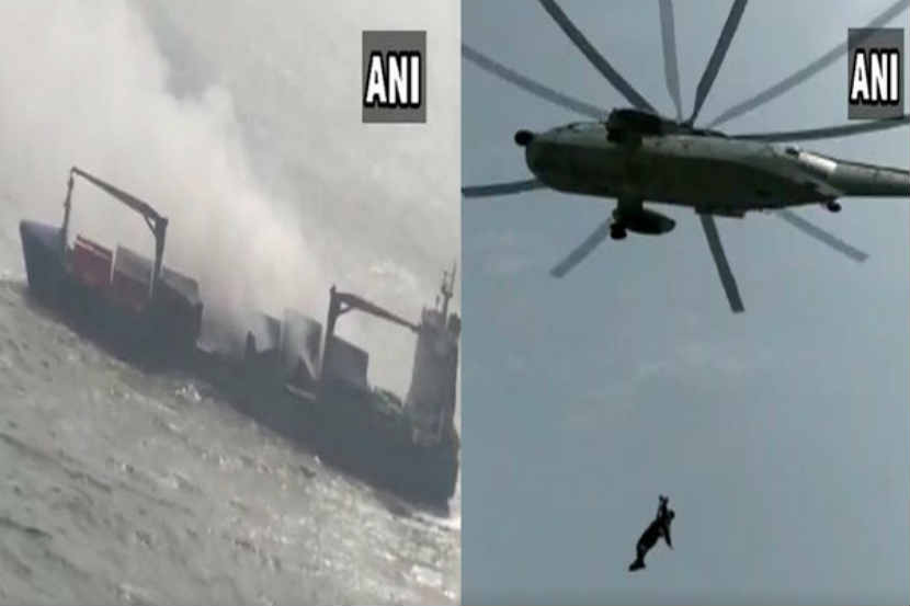 नौदलाच्या स्पेशल मार्कोस कमांडोसनी वाहत चाललेल्या मालवाहू जहाजाला रोखले