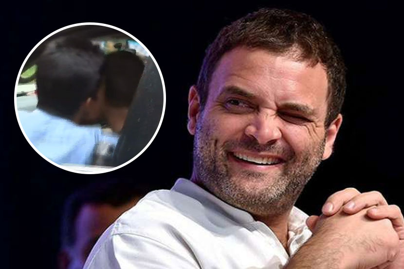 VIDEO: हात मिळवण्याच्या बहाण्याने चाहत्याने घेतला राहुल गांधींचा मुका