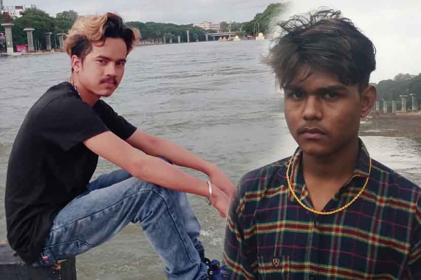 (छायाचित्रात डाव्या बाजूला वाहून गेलेला तरुण, तर उजव्या बाजूला बचावलेला तरुण)