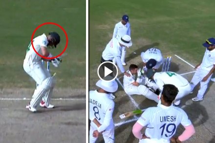 Video : चेंडू हेल्मेटवर लागून फलंदाज जमिनीवर कोसळला…