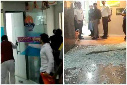 पुणे : शिवसेना कार्यकर्त्यांनी पीक विमा कार्यालय फोडले