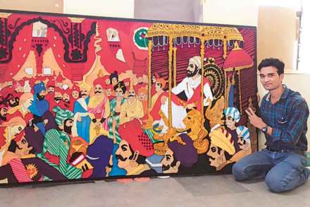 शिवराज्याभिषेकावरील स्ट्रिंग चित्राची ‘एशिया बुक’मध्ये दखल