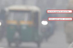 प्रवाशांना थंडी वाजू नये यासाठी रिक्षाचालकाने लढवली भन्नाट शक्कल