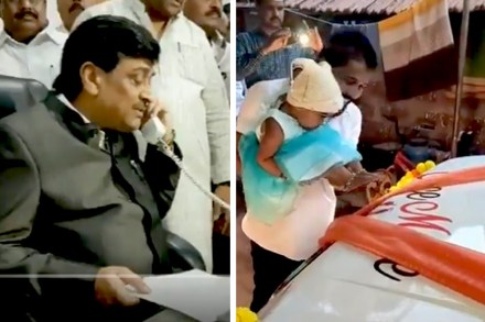 लेकीच्या पदस्पर्शानं कारची पूजा करणाऱ्या पित्यानं जिंकलं अशोक चव्हाणांचं मन