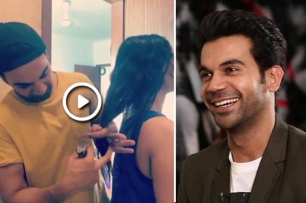 VIDEO : लॉकडाउनमध्ये राजकुमार राव कापतोय प्रेयसीचे केस