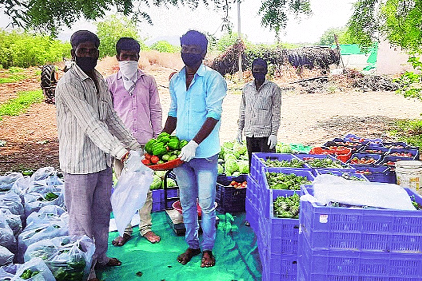 भाजी आणि फळे विक्रीसाठी नेण्यापूर्वी अशी काळजी घेतली जात आहे