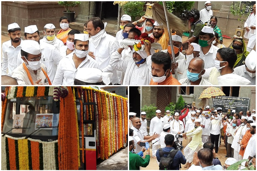 जगद्गुरू तुकोबाराय यांच्या पादुका पंढरीला घेऊन निघाली सजलेली ‘लालपरी’