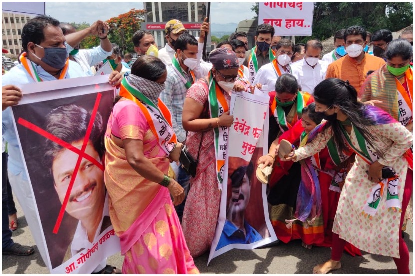 साताऱ्यात राष्ट्रवादी काँग्रेसकडून गोपीचंद पडळकरांच्या निषेधार्थ आंदोलन