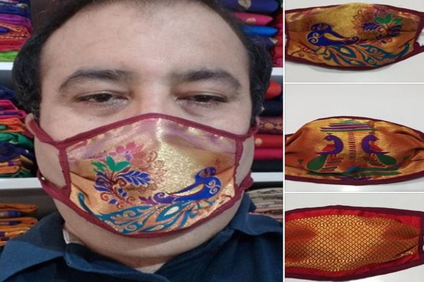 पैठणीचा साज थेट मास्कवर… दादरमधील उद्योजकाकडून फॅशनेबल ‘पैठणी मास्क’ निर्मिती