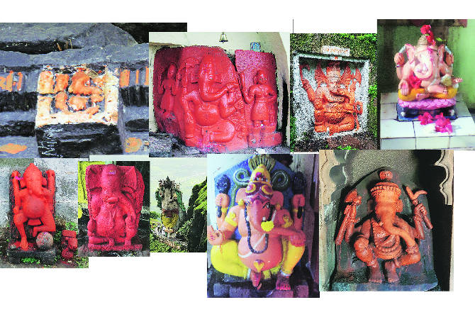 आडवाटेवरच्या जंगलांत, गडकोटांची वाट तुडविताना, पर्यटकांना, फिरस्त्यांना गणेशाच्या विविध रूपांचं दर्शन घडतं.