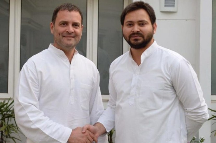 काँग्रेसचे नेते राहुल गांधाी व राजदचे नेते तेजस्वी यादव. (छायाचित्र/तेजस्वी यादव/ट्विटर)
