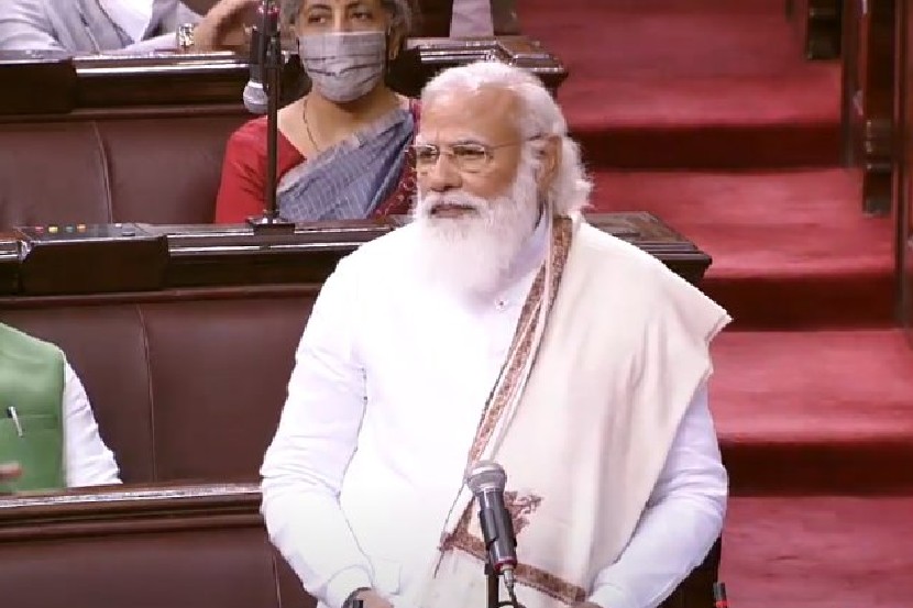 राज्यसभेत बोलताना पंतप्रधान मोदी. 