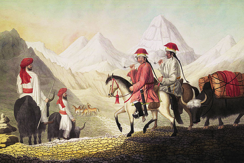 वेषांतराने देशांतर : मूरक्रॉफ्ट आणि हेअरसे (उजवीकडचे) यांचे ब्रिटिश लायब्ररीतील चित्र 