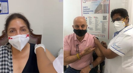लस घेताना अनुपम खेर यांच नामस्मरण, तर नीना गुप्तांची ‘मम्मी’ला साद