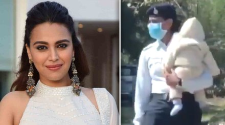 बाळाला कडेवर घेऊन महिला कॉन्स्टेबल करतेय ड्यूटी; व्हिडीओ शेअर करत स्वरा म्हणाली…