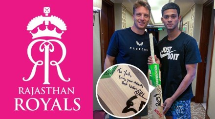 rr batsman jos buttler presents autographed bat to yashasvi jaiswal