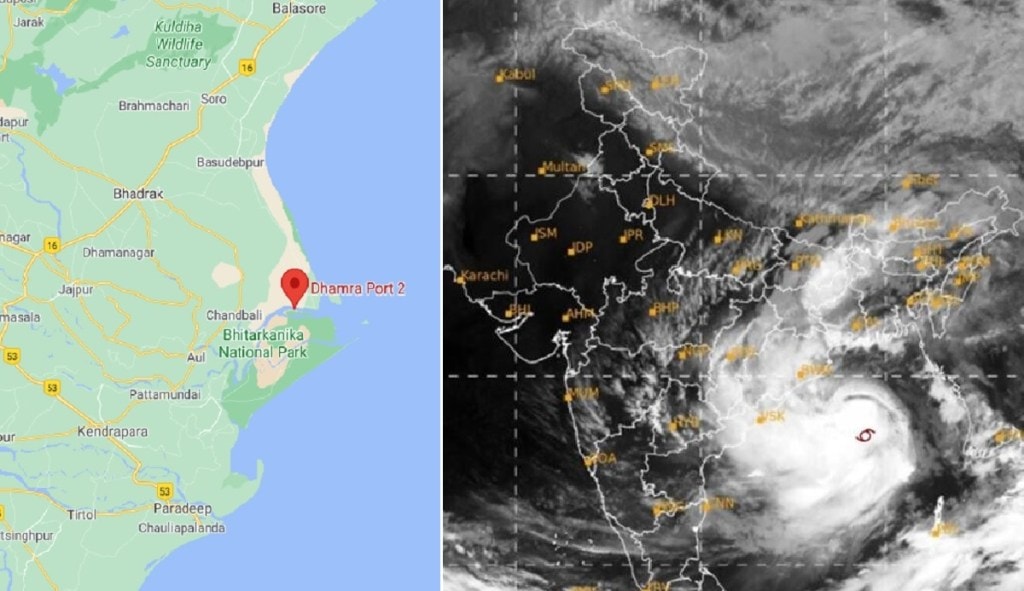 yaas cyclone landfall on dhamra port