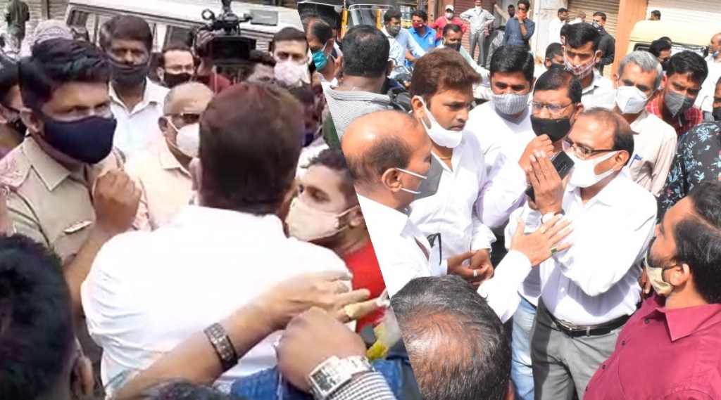 Kolhapur Shop Owners and Administration police verbal fight