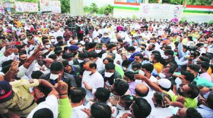 Crowd at the inauguration of Ajit Pawar office in Pune Crimes filed against 100 to 150 activists including city president