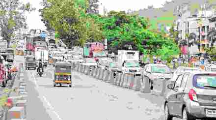 ऐनवेळी सभेला परवानगी दिल्याने पामबीच मार्गावर खोळंबा