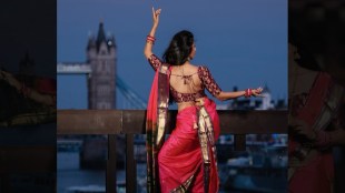 Marathi Actress flaunted her Maharashtrian saree on the streets of London Photos of Krutika Gaikwad
