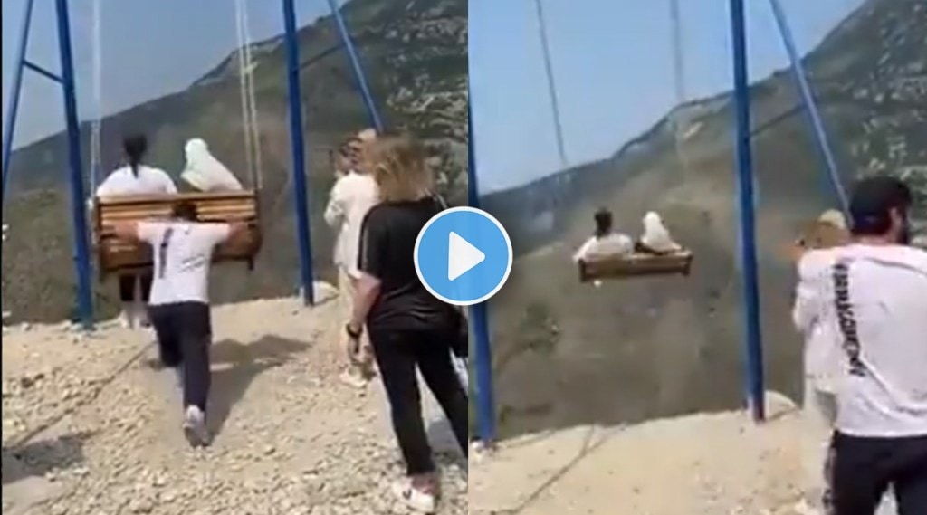 Women fall off 6300 ft cliff while taking a swing ride in viral video.