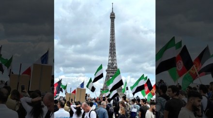 Northern Alliance Flags In Front Of Eiffel Tower