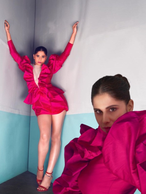 Sai Tamhankar Pink Dress Hot Look Photos