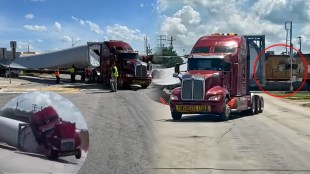 Semi Truck Carrying A Wind Turbine