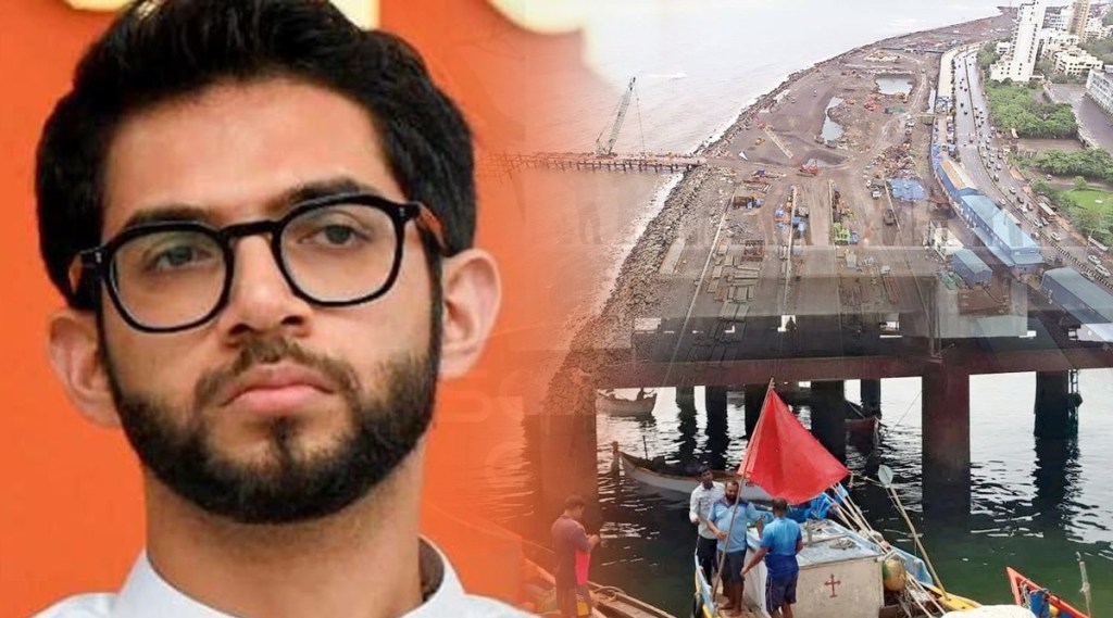 Criticizing Aditya Thackeray locals stopped work on Coastal Road in Worli Koliwada Criticizing Aditya Thackeray locals stopped work on Coastal Road in Worli Koliwada