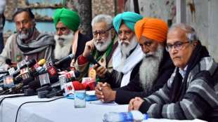 Farmer leaders Darshan pal, BS Rajewal, Gurnam Singh Charuni, Jagjit Singh Dallewal, during a press conference