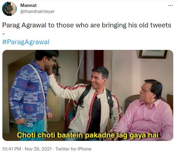 पराग अग्रवाल यांचे काही जुने ट्वीटचा संदर्भ देणारे मीम्सही व्हायरल होत आहेत. (Photo- Twitter)
