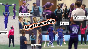 Scotland players visit Indian dressing room
