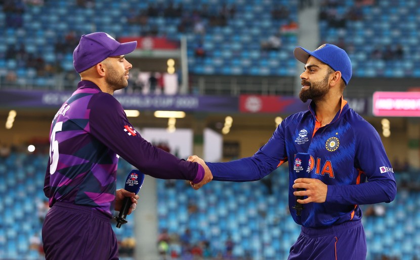 Scotland players visit Indian dressing room