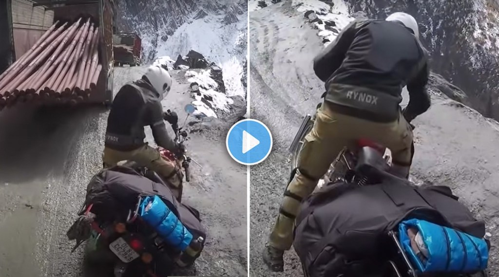 bike slips on hilly road