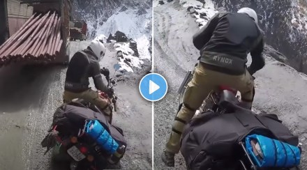 bike slips on hilly road